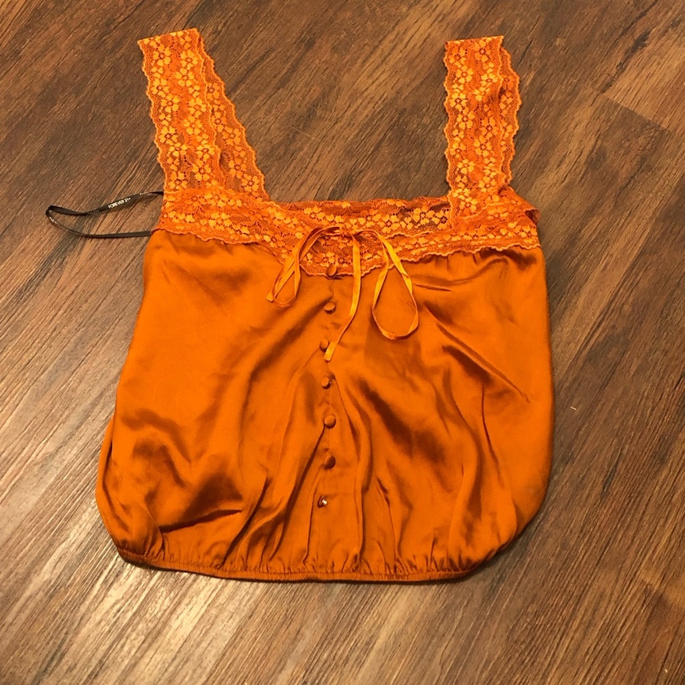 Lace pumpkin color top